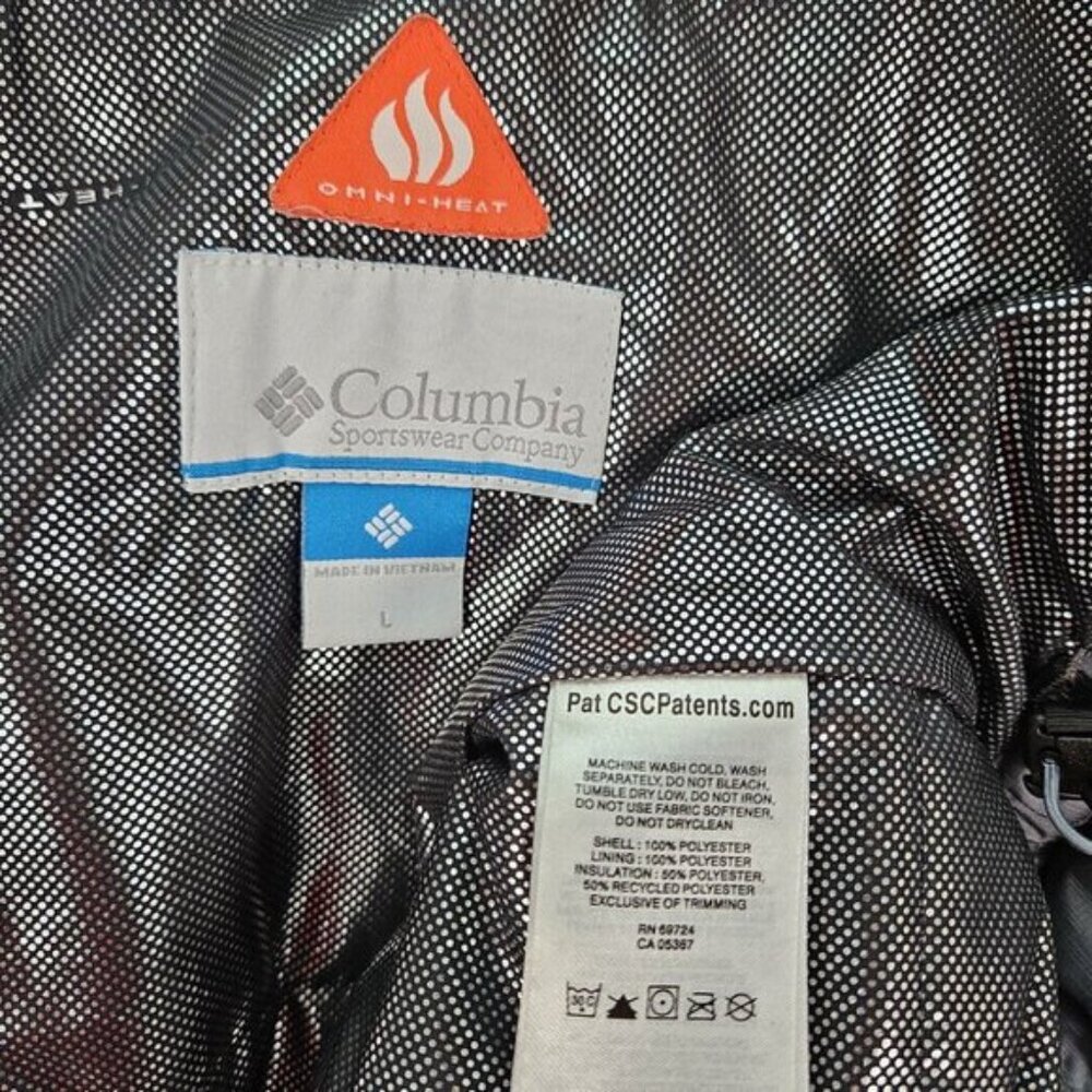 Columbia Vest Omni Heat Full Zip Gray Quilted Puffer Pockets Men's L Slope Edge - Picture 8 of 10